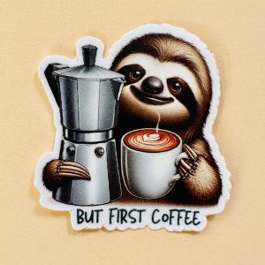 Sticker Perezoso But first coffee