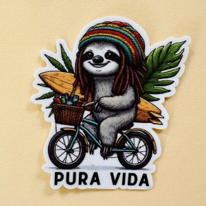 Sticker Perezoso surf rasta