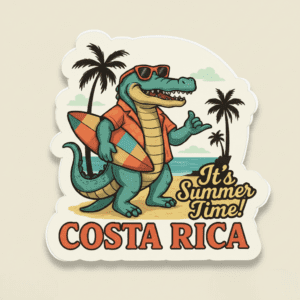 Sticker cocodrilo surfista